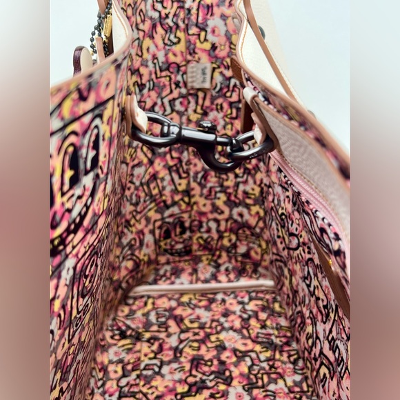 COACH Keith Haring Town Tote With Dancing Dog & Matching Charm - Picture 8 of 13